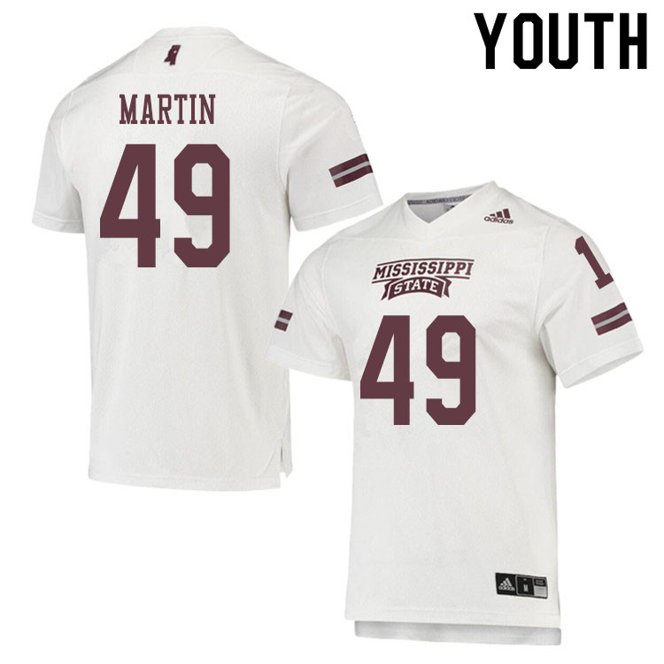 Youth #49 Aidan Martin Mississippi State Bulldogs College Football Jerseys Sale-White